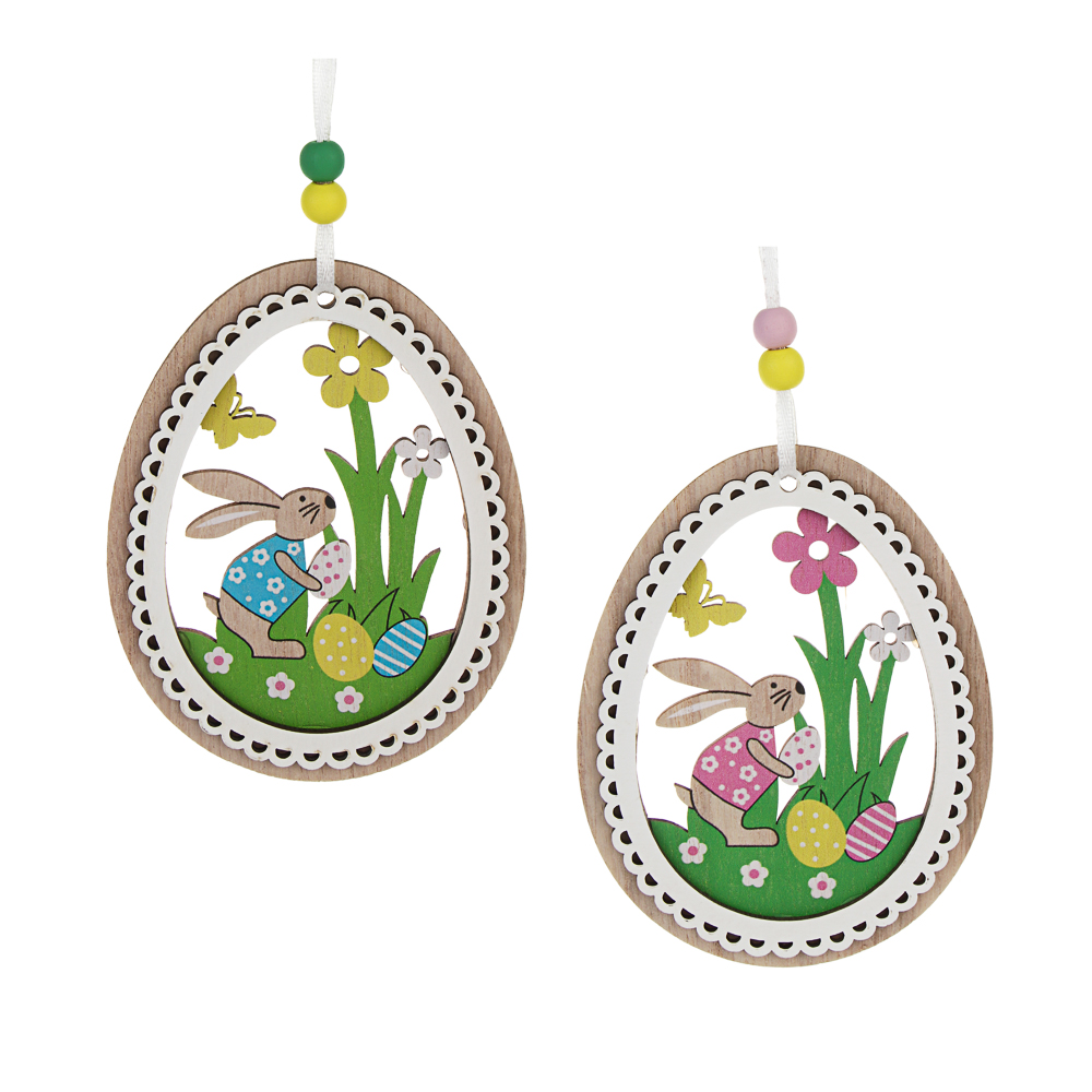 Подвеска декоративная пасхальная тм LADECOR деревянная, 12 см, 2 цвета - #1