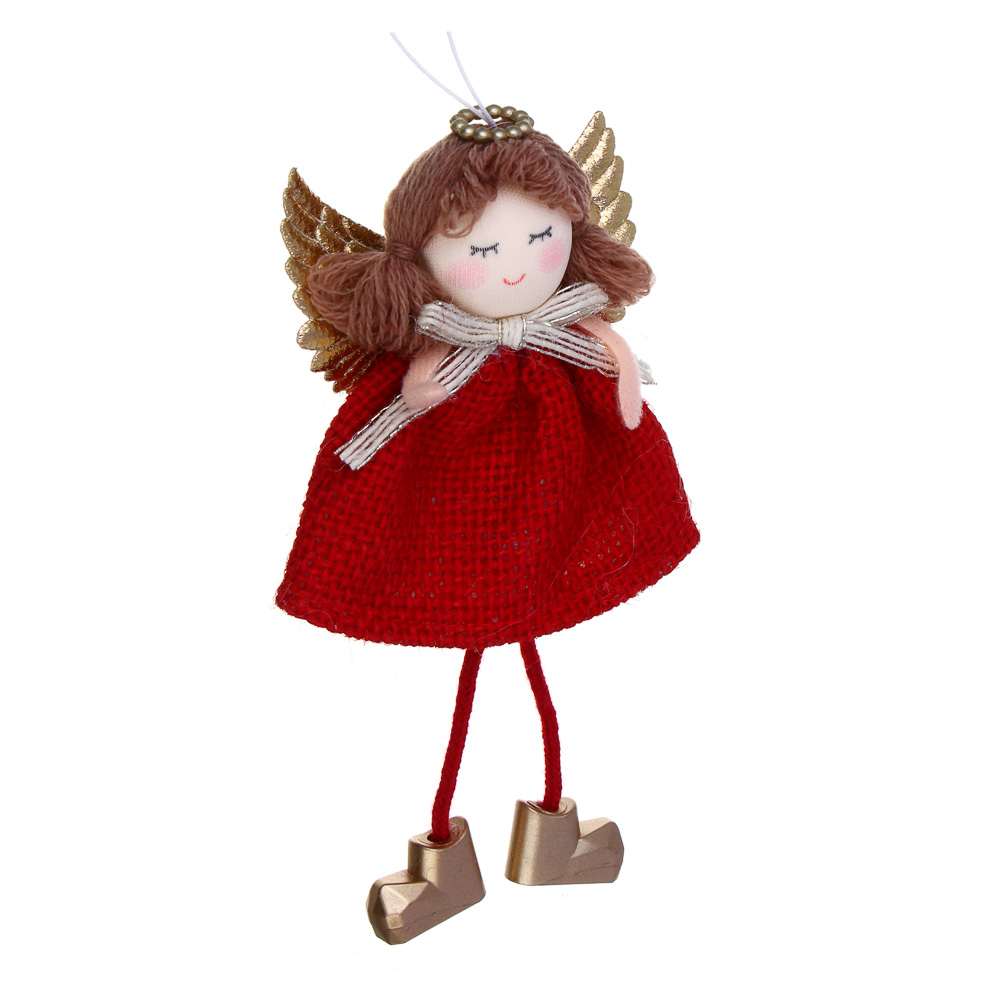 СНОУ БУМ Сувенир елочный Ангел 15 см, полиэстер, красный, 3 вида - #3