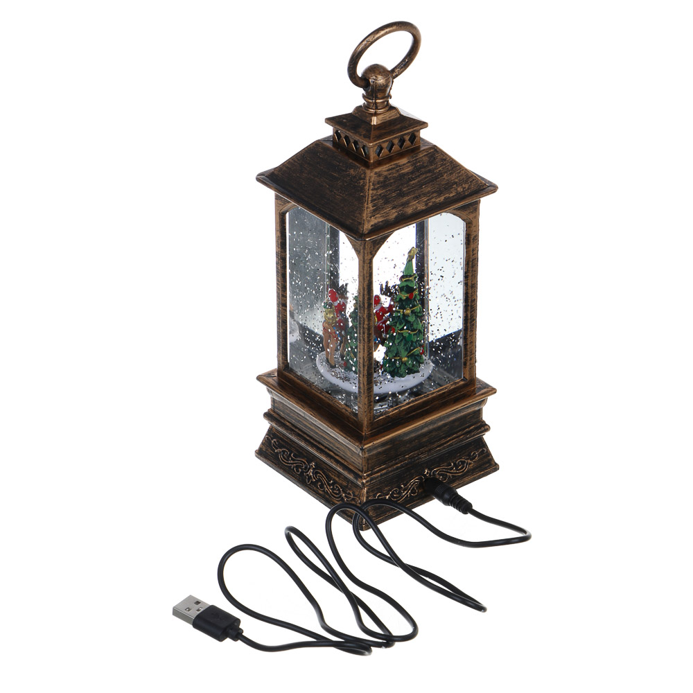 СНОУ БУМ Светильник декор.LED в виде фонаря со снегом, 8x8x20см, PC, ABS,вода,3хAAA/USB,2 реж.,4диз. - #4