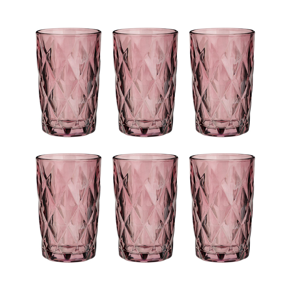 MILLIMI Набор стаканов 6 шт, 350 мл, стекло, бордовый ромб - #1