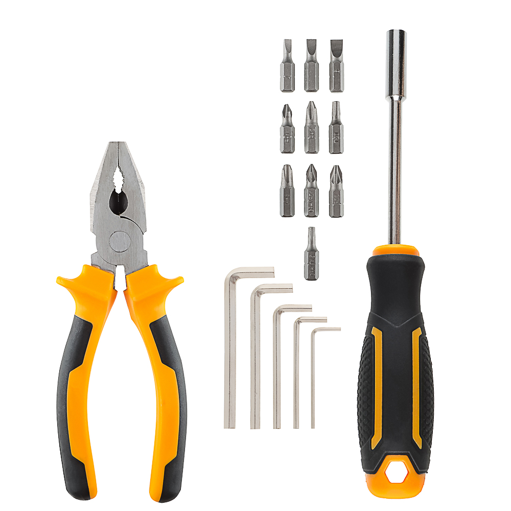 РОКОТ Набор 17 предметов, отвертка под биты, 10 бит, 5 шестигранников, пассатижи 150мм - #2