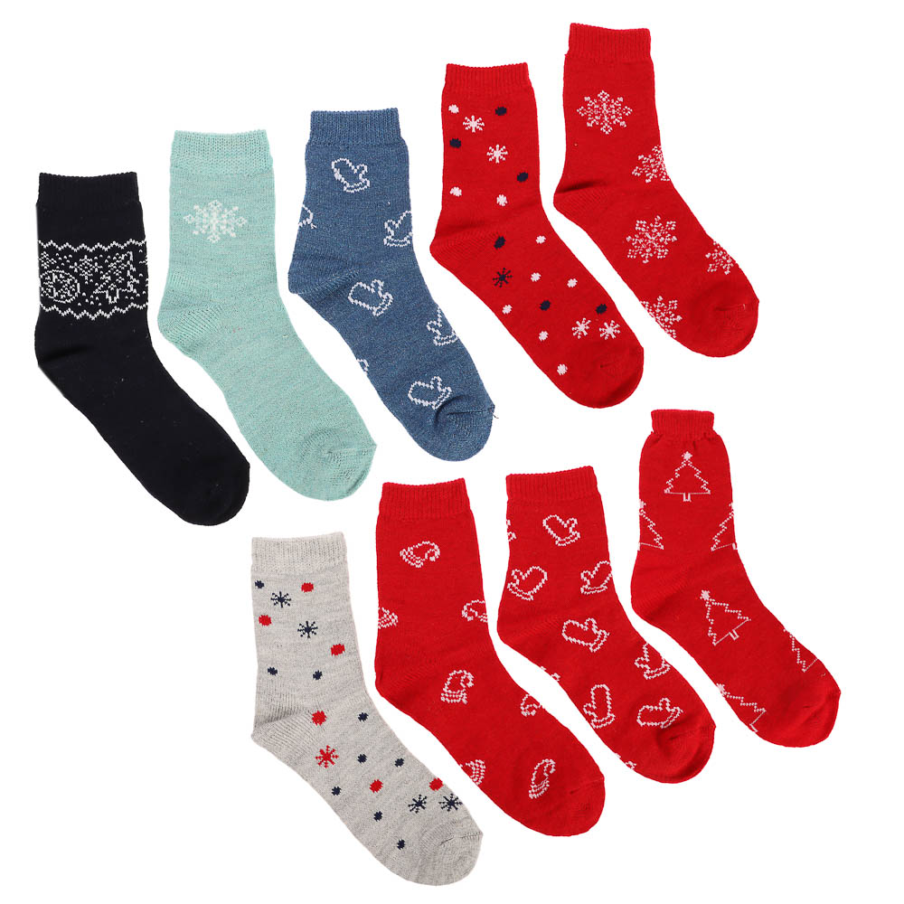 Носки женские с новогодней тематикой, 85% акрил, 14% полиамид, 1% эластан, п. 36-39 - #5