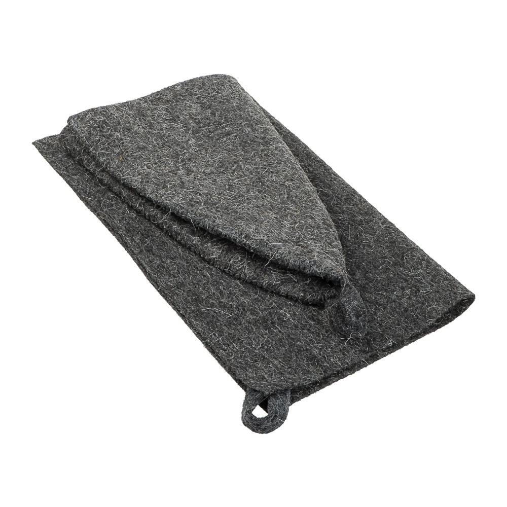 Набор банный ЭКОНОМ 2 предмета без вышивки (шапка, коврик) в пакете, войлок белый/серый - #9