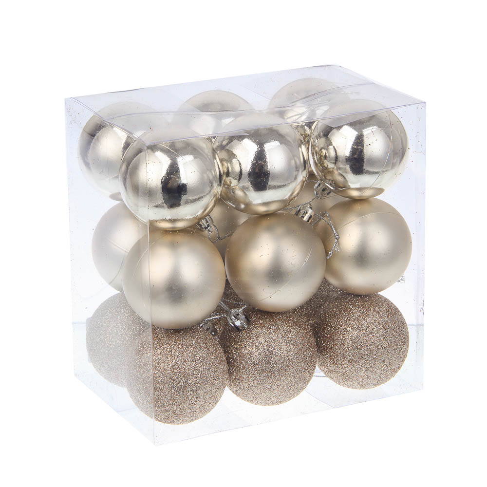 СНОУ БУМ Набор гладких шаров 6 см, 18 шт, шампань, 26-170 - #3