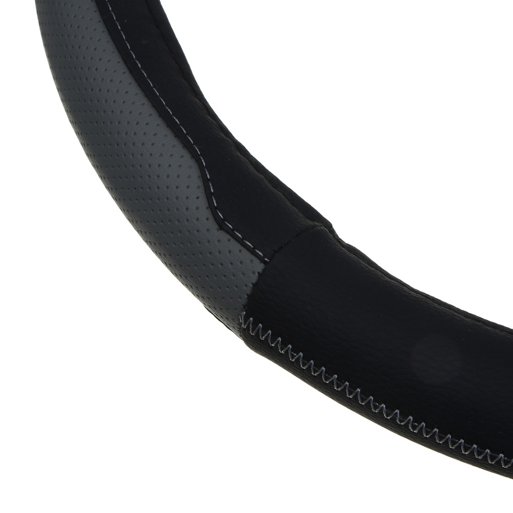 ЕРМАК Оплетка на руль, полиуретан(PU), размер 38 см, перфорированная вставка, черно-серая - #4