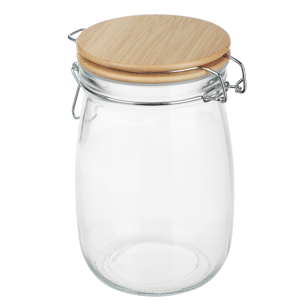 Банка для сыпучих продуктов 1000мл 11x17см, стекло, крышка бамбук - #4