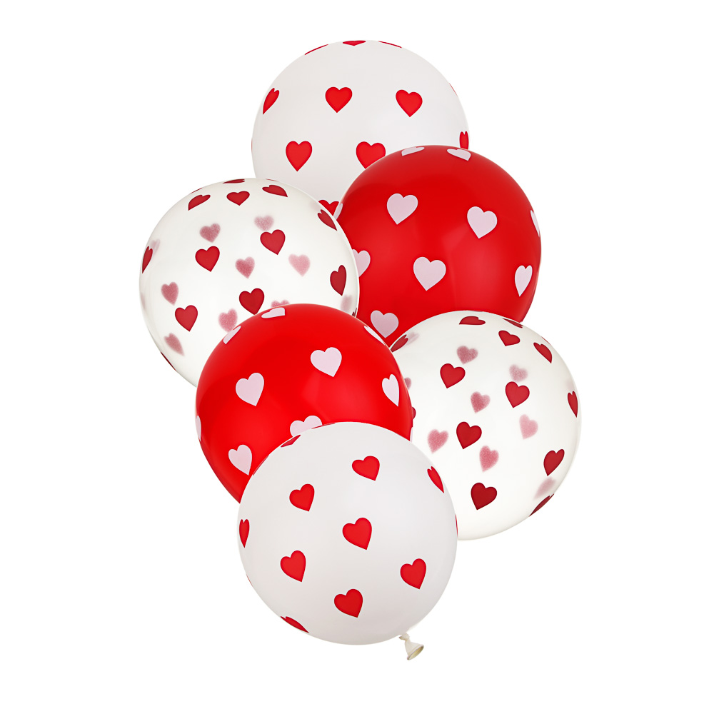 Набор воздушных шаров тм Fntastic 6 шт, 12" с сердечками - #1