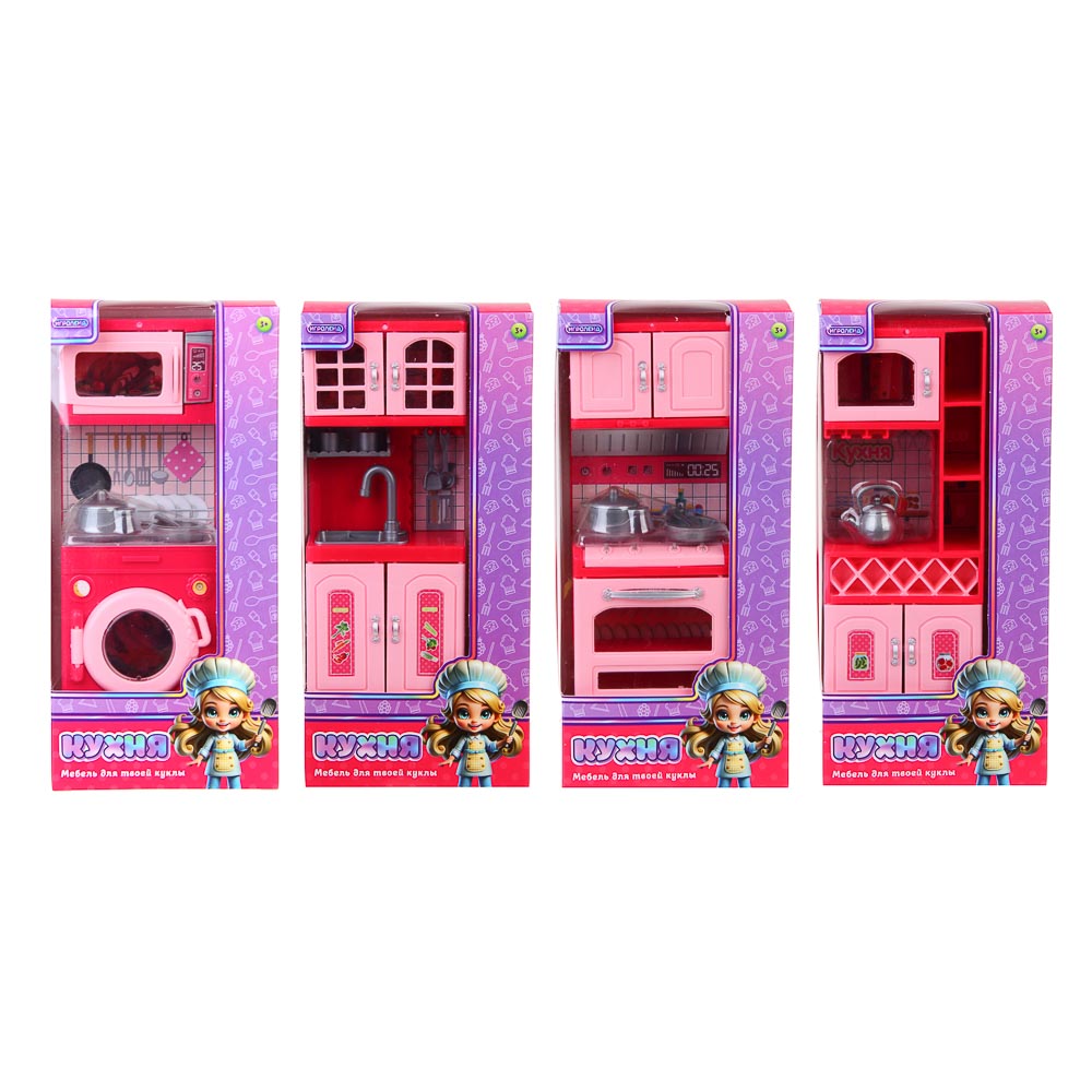 ИГРОЛЕНД Мебель для кукол, кухня с акс., ABS, PP, 11,1х5,3х23,6 см, 4 вида - #2