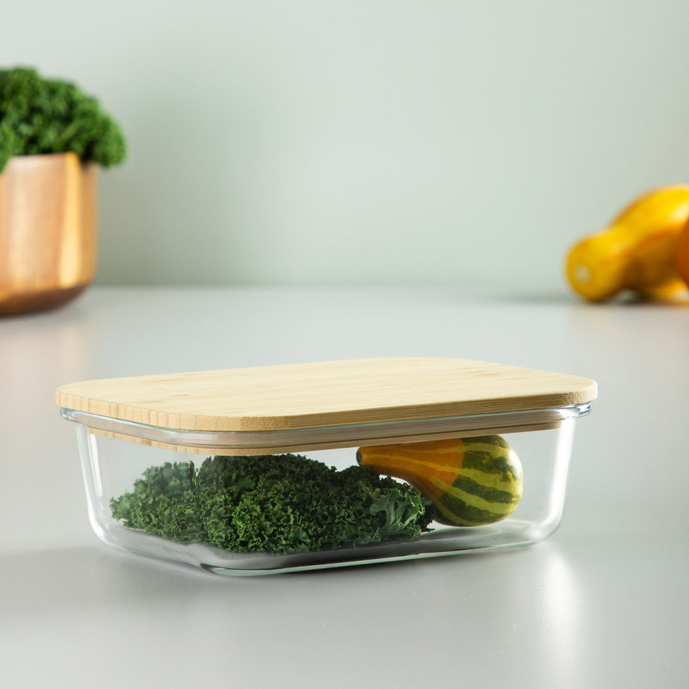 VETTA Контейнер для продуктов 1000мл, крышка бамбук, жаропрочное стекло - #12