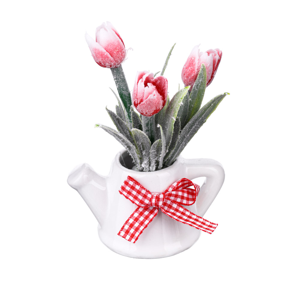 LADECOR Цветок в горшке Цветочная коллекция, пластик, полиэстер, 12х8х6 см, 2вида, 6 цветов, 1507-16 - #2