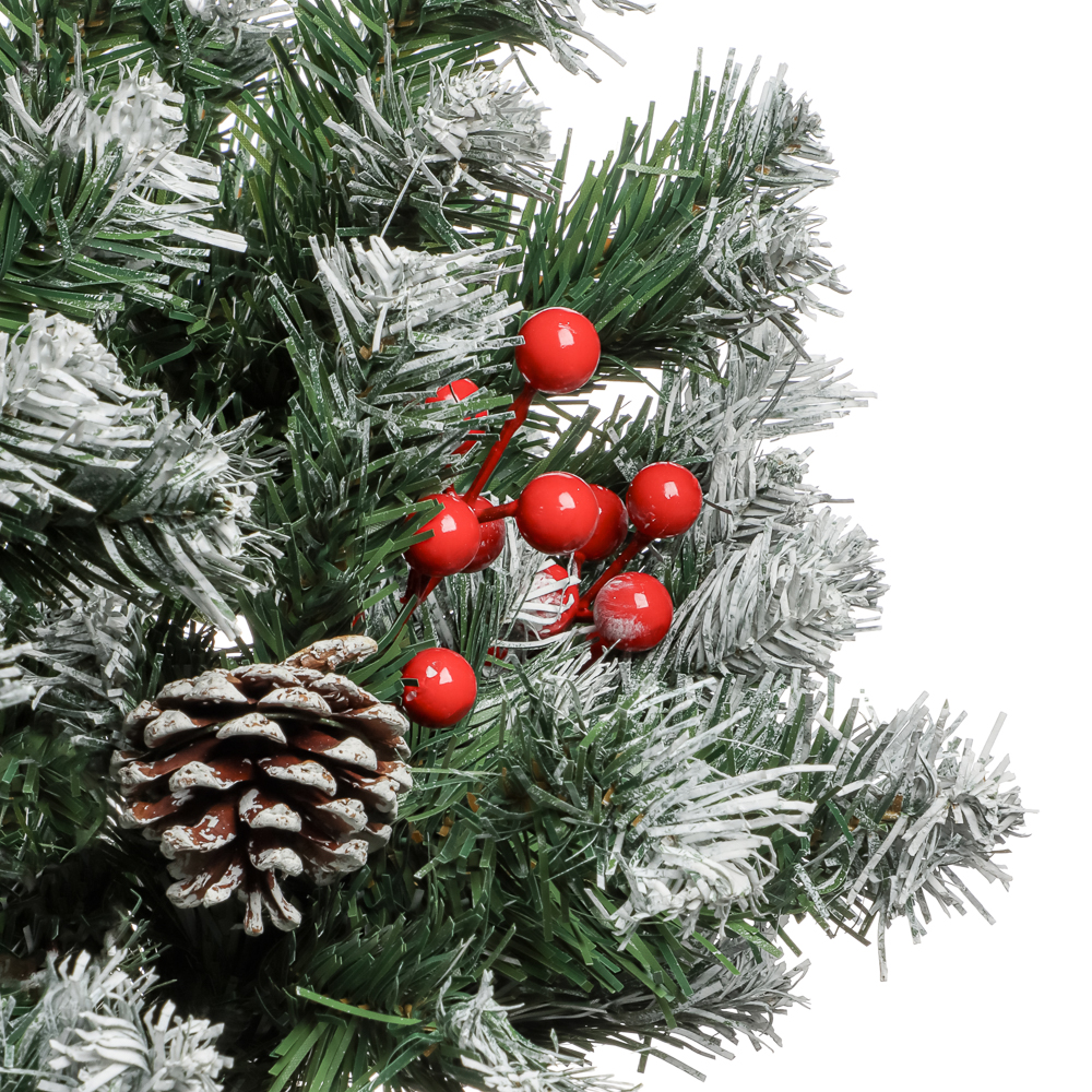 Ель искусственная с заснеженными кончиками, шишками и рябиной 150см, 420 веток, ПВХ - #2