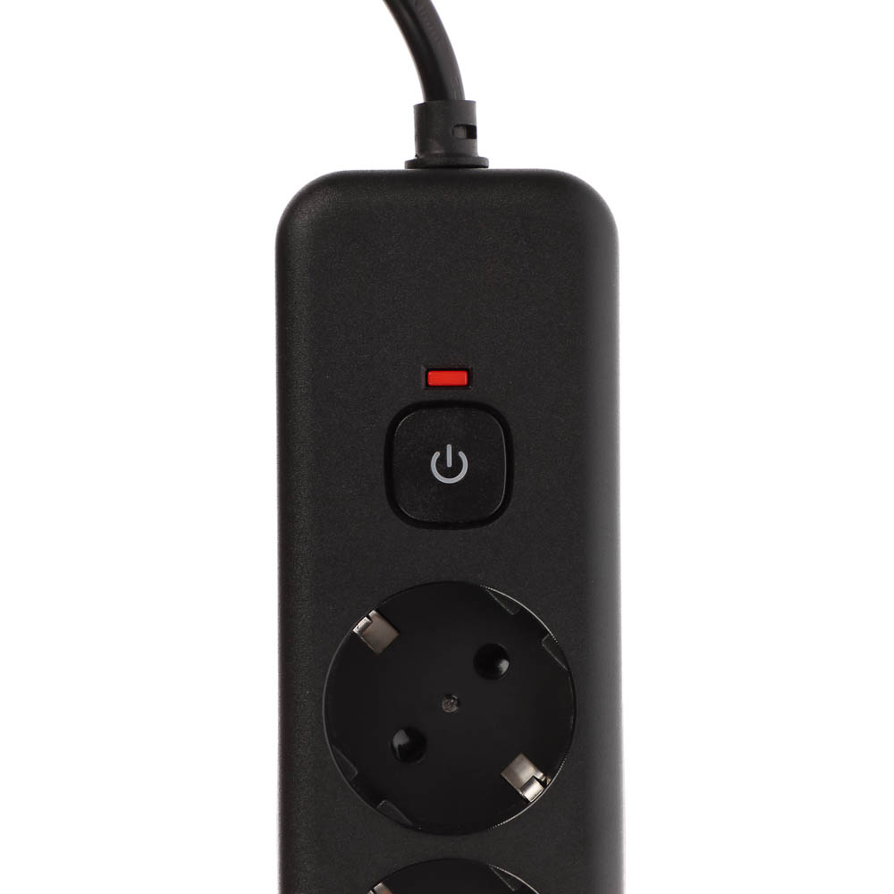 BY Удлинитель, сетевой фильтр Black 5 розеток, 3 м, выкл., 2500Вт,чёрный - #3