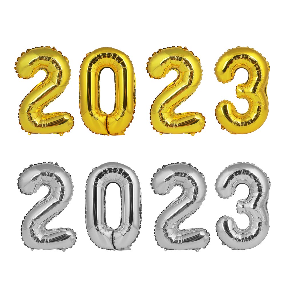 СНОУ БУМ Набор шаров фольгированных, "2023" 16 дюймов, 2 цвета - #1