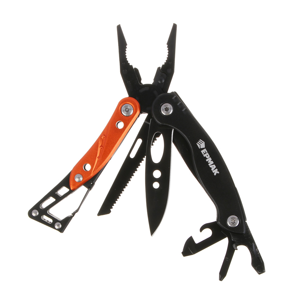 ЕРМАК Инструмент многофункциональный на карабине, 8 в 1, нерж. сталь, алюминий - #1