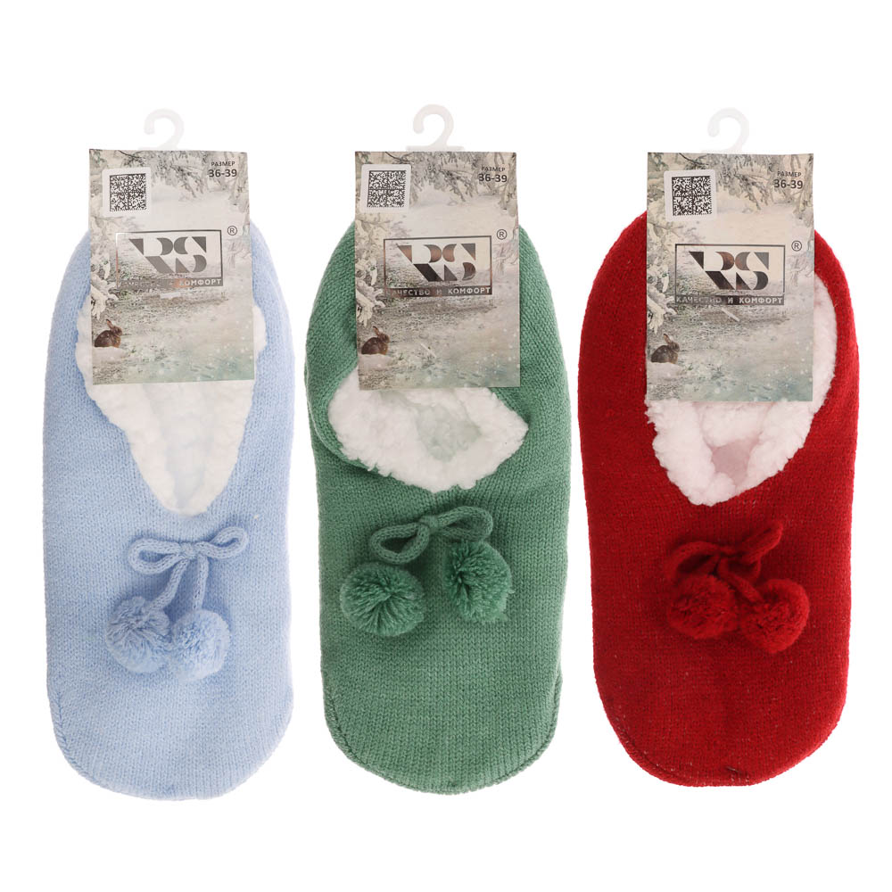 Носки женские с помпоном, тм RS, верх 75% акрил, 25% полиэстер, внутри 100% полиэстер, р. 36-39 - #5