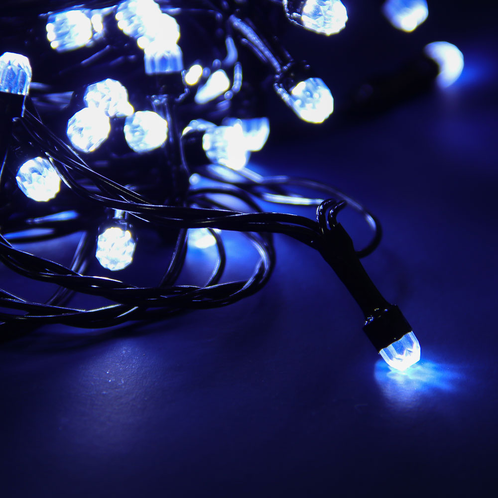 СНОУ БУМ Гирлянда эл. вьюн 20м, 200LED, "Алмазная" насадка, белый, 8 режимов, ПВХ черный, 220В - #6