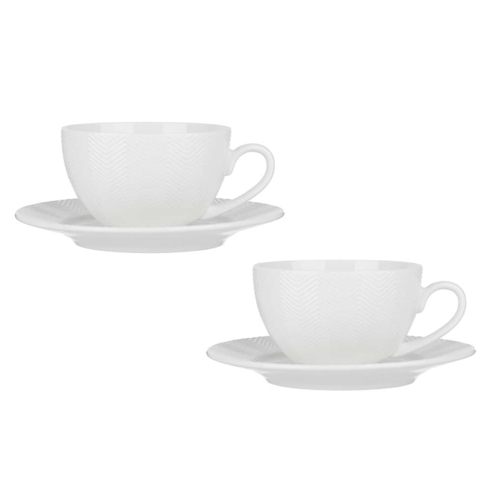 Набор чайный 4 пр., 230мл, MILLIMI, белый рельеф, фарфор - #2