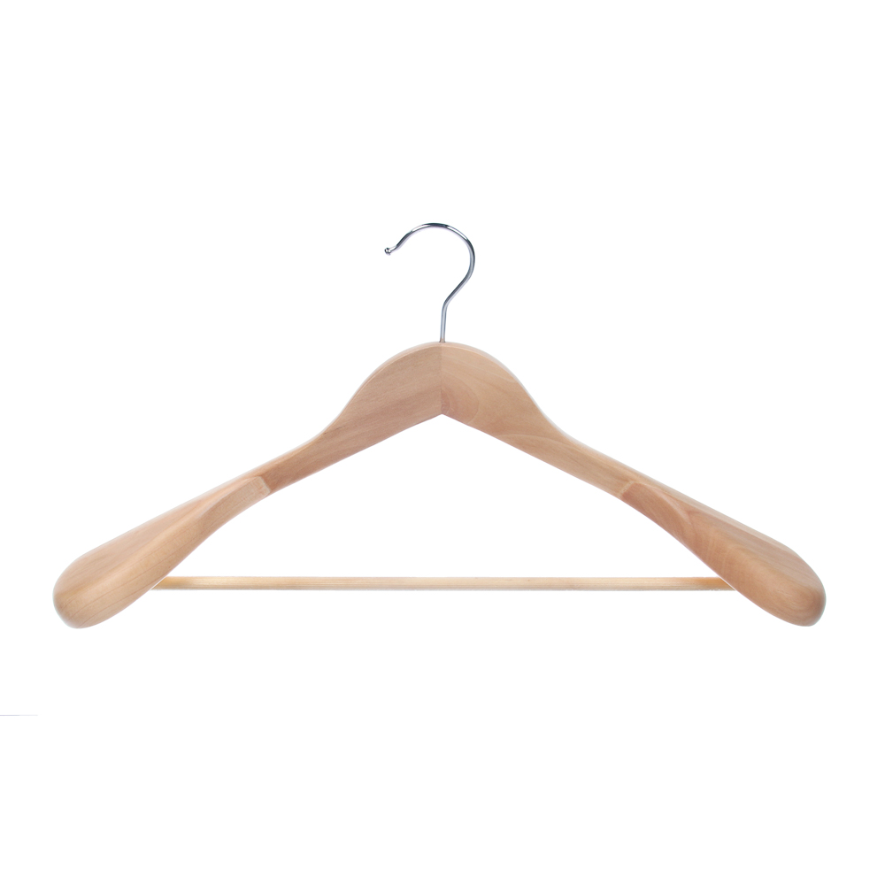Вешалка для одежды тм VETTA, 45x5,5см, деревянная, широкие плечи, хром, цвет светлое дерево - #1