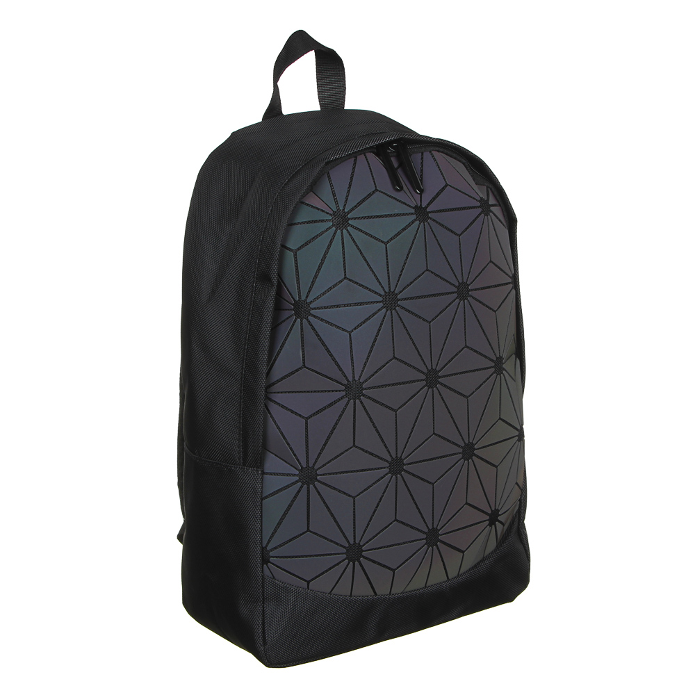 Рюкзак подростковый, 41x29x14см, ПЭ, 1 отд, светоотраж.пластик. передняя панель "хамелеон", черный - #2