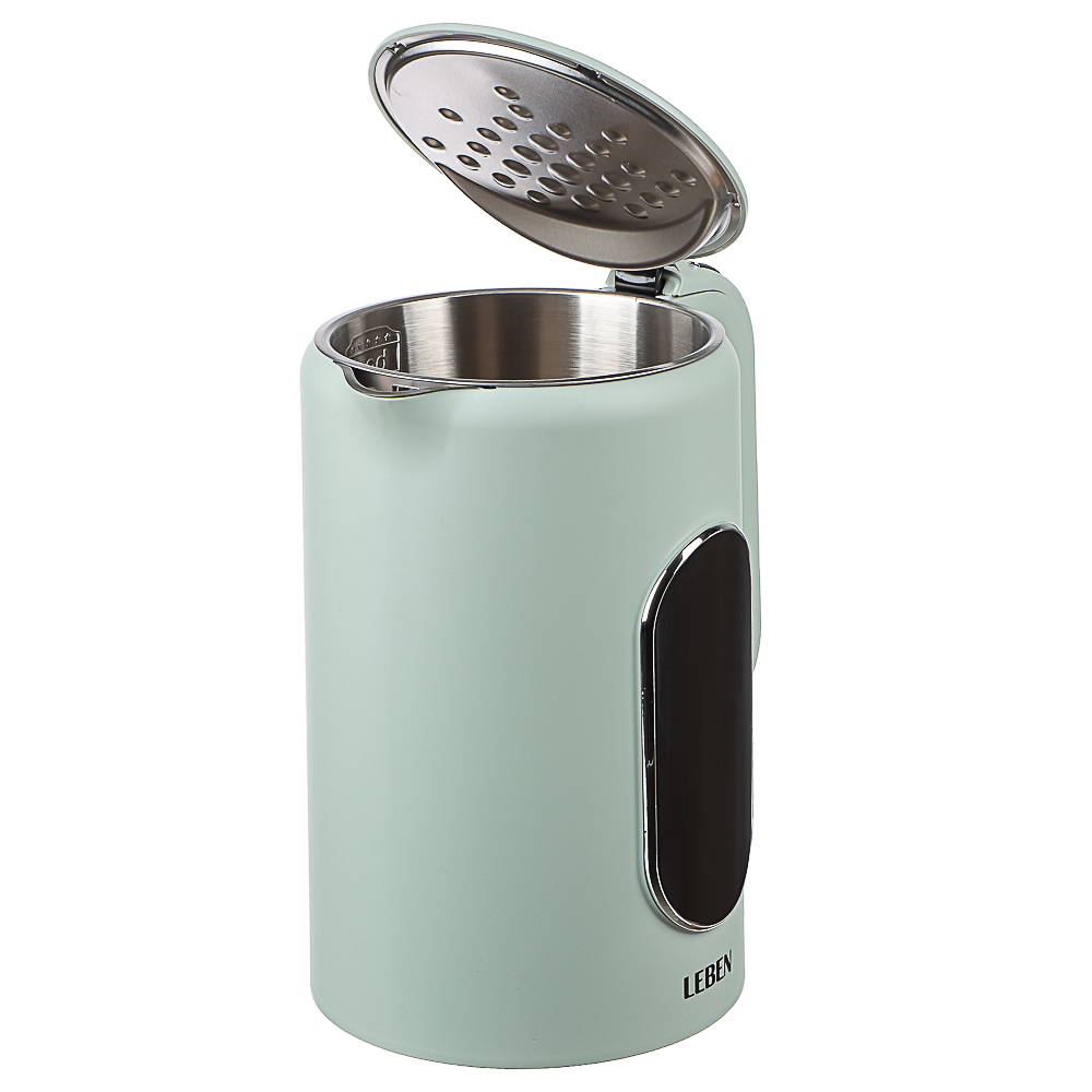 LEBEN Чайник электрический 1,7л двойные стенки пластик/нерж сталь, поддерж.температуры, оливк.и беж. - #15