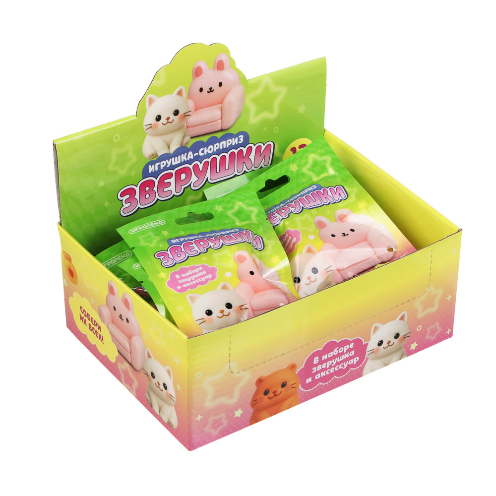Игрушка сюрприз "Зверушки" с аксессуаром, ИГРОЛЕНД, полистоун, 9х12 см, 10-12 видов - #4