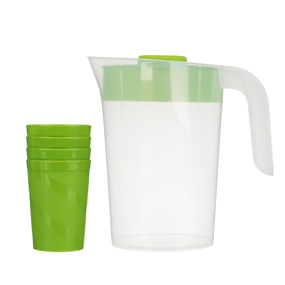 Набор посуды: кувшин 2л Practic с крышкой + стаканы 4шт 0,25л, пластик - #1