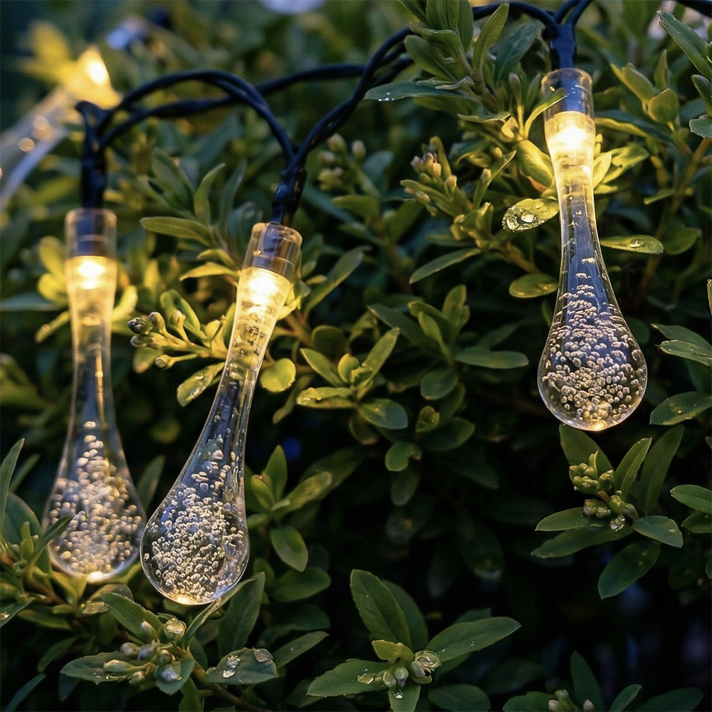 INBLOOM Гирлянда на солн.батарее Капля, 25LED, 7м, шампань, 2 реж, ПВХ зел, 2V80mA, 1.2V600mAh - #1