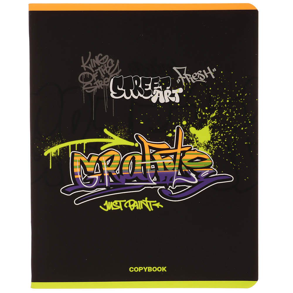 Тетрадь 48л. в клетку, офсет, обл.мел.картон, скрепка, софт тач, микс - #8