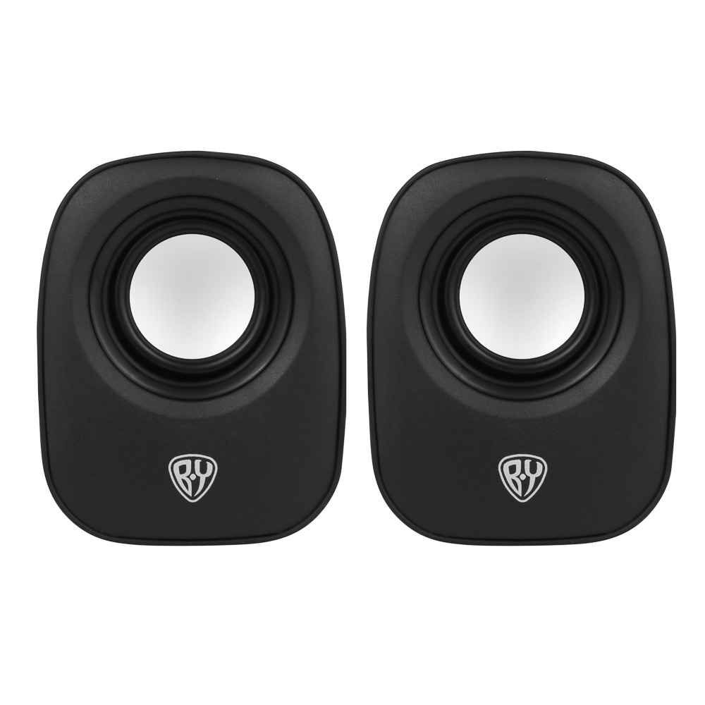 Колонки компьютерные проводные BY, 6W., 3.5 мм. mini-jack, USB, регулятор громкости, пластик, чёрный - #1