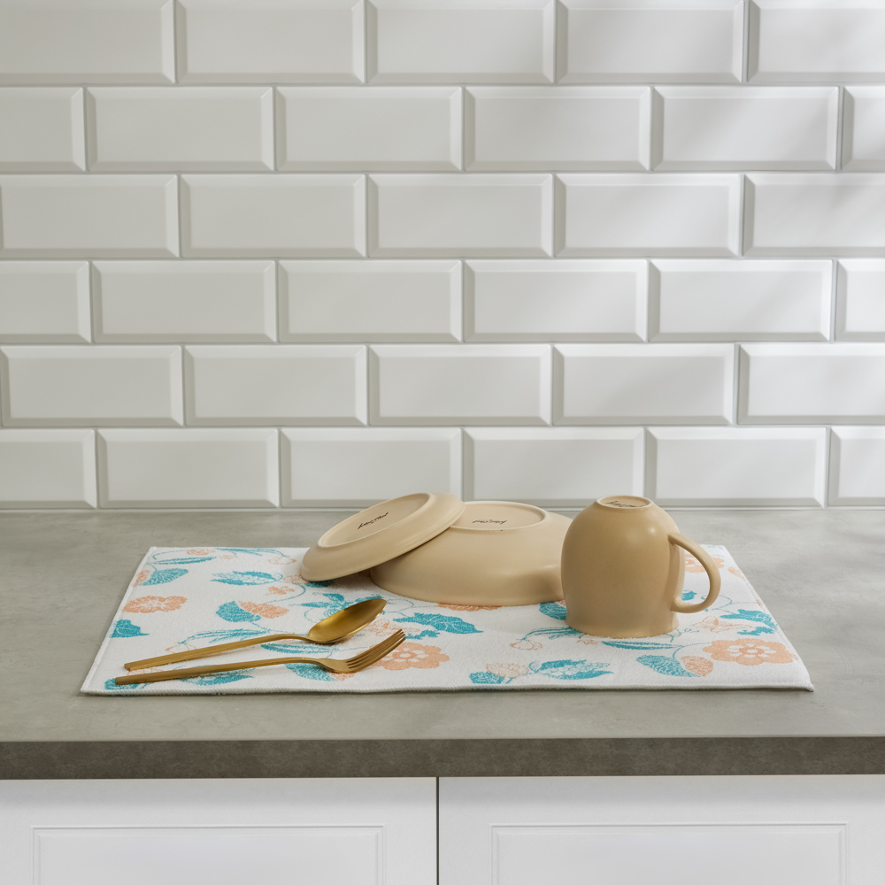 VETTA Салфетка для сушки посуды из микрофибры, "Цветы", 38x50см, 300г/кв.м, 1 дизайн - #7