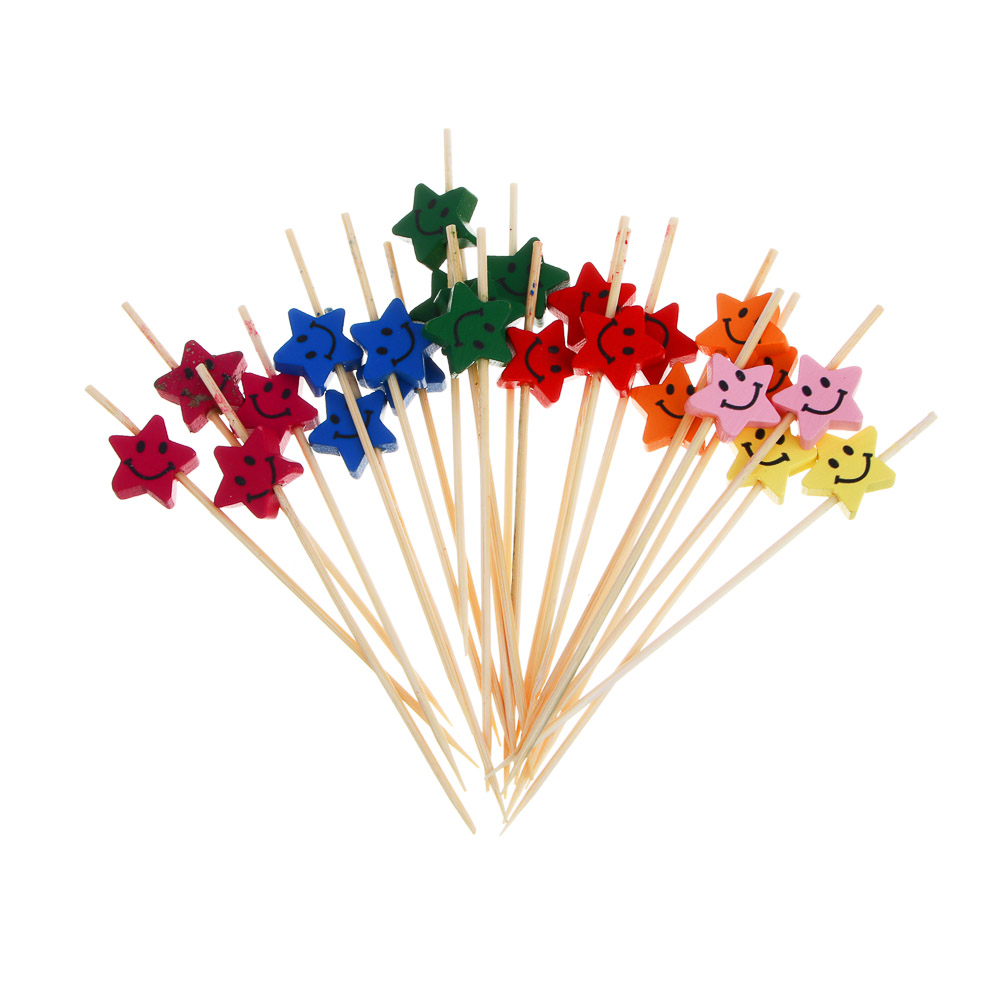 Шпажки "Звезды", 12x2см, бамбук, дерево, 24 шт - #1