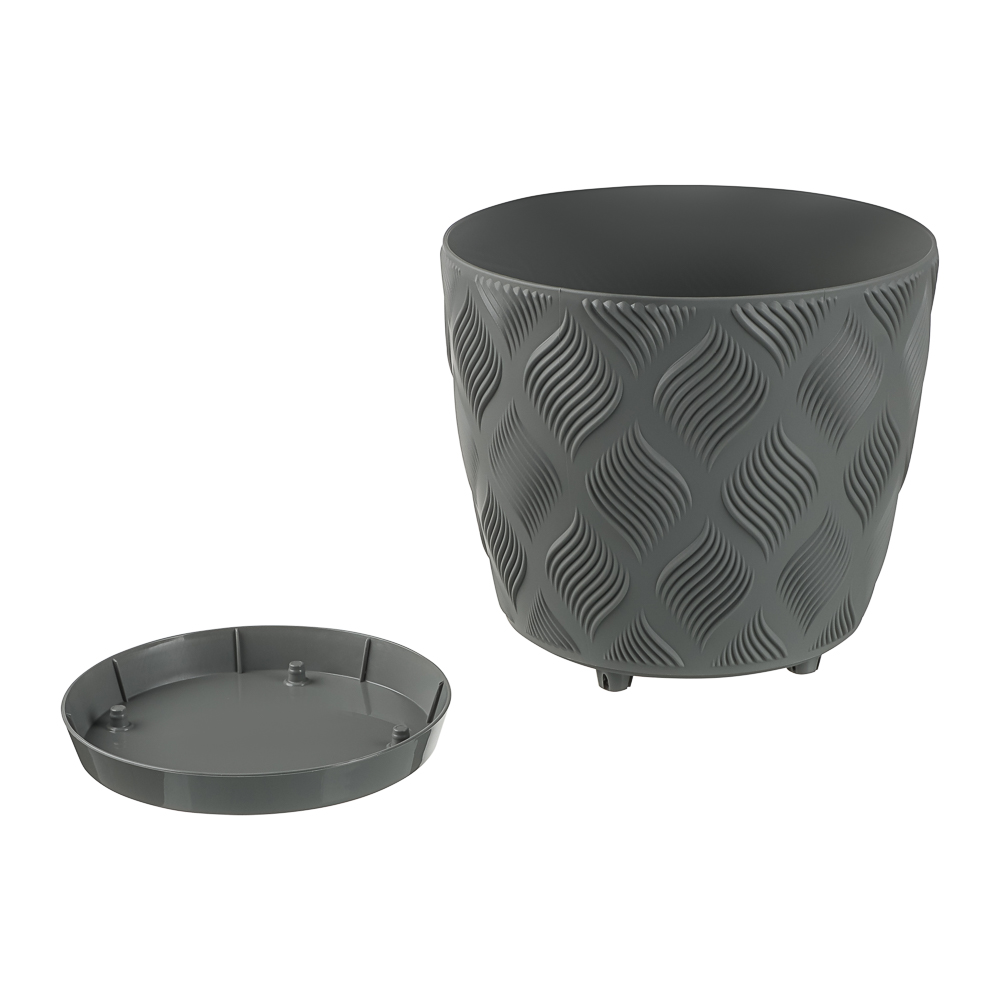 Горшок для цветов с поддоном "Мираж" 3,7л, d19,5см, цв.серый мусоон - #3
