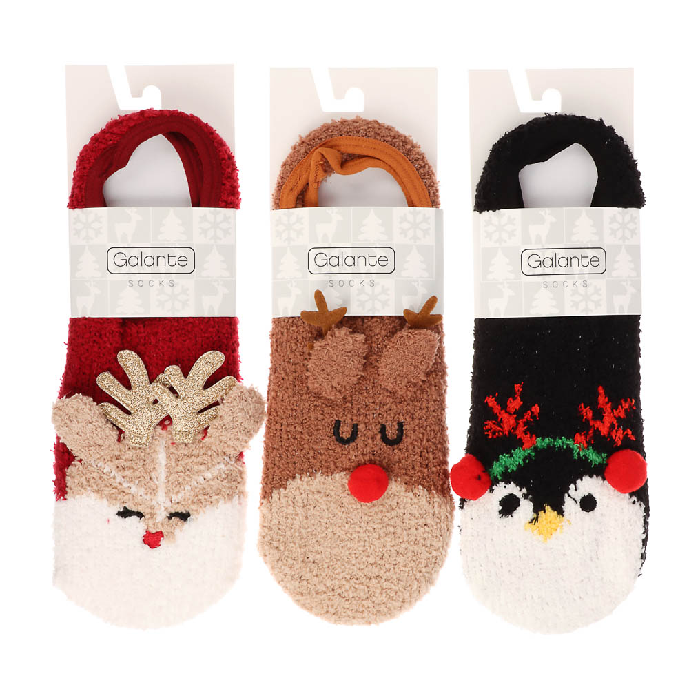 GALANTE Носки-антизаносы новогодние, р.23-25, 100% полиэстер, разноцветные - #6