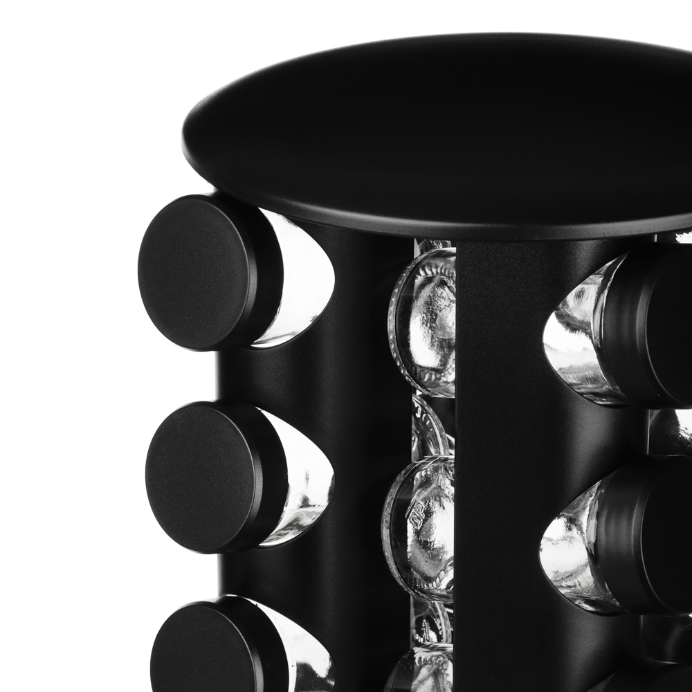 SATOSHI Набор банок для специй 16шт на подставке, 20х20х28см стекло+ABS пластик, черный - #3