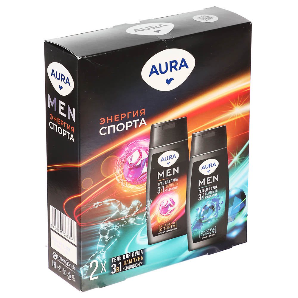 Подарочный набор мужской AURA MEN Энергия спорта: Гель д/душа 3в1, 250мл+Гель д/душа 3в1, 250мл - #5