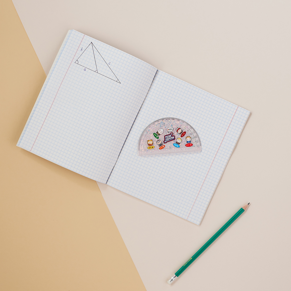 BY Русские Супергерои Транспортир 10 см, 180 градусов, принт, подв.блестки в геле, "Кавай", 3 цвета - #15