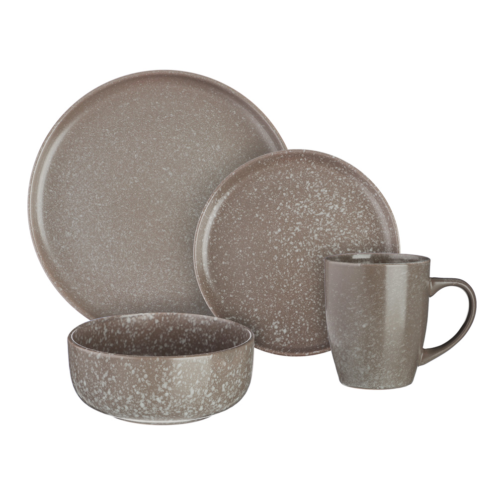 MILLIMI Набор стол.посуды 16пр(тар26см*4, тар20см*4, салатн14см*4, кружка340мл*4) керамика, серый - #1