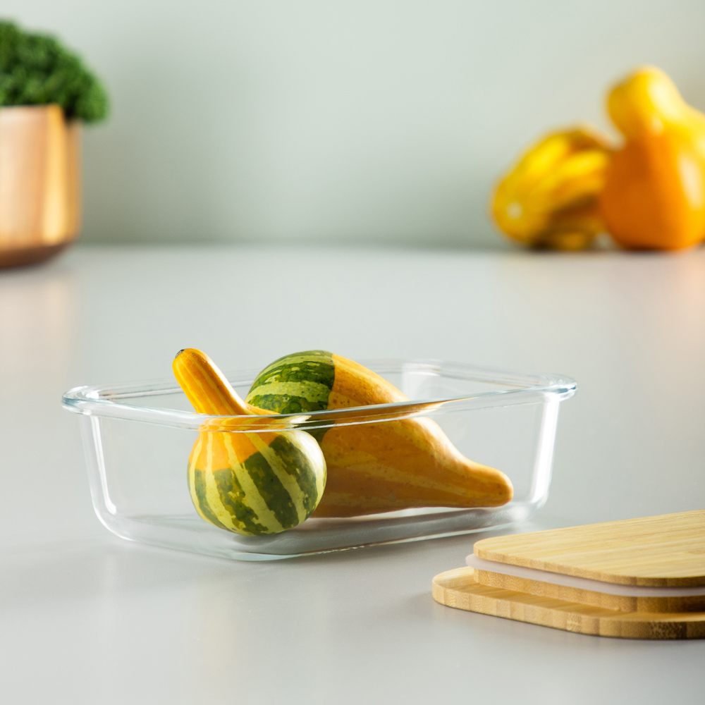 VETTA Контейнер для продуктов 600мл, крышка бамбук, жаропрочное стекло - #10