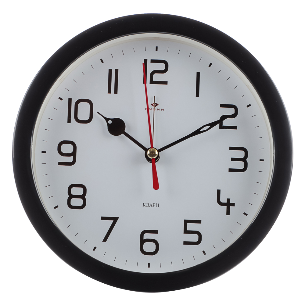 Будильник кварц d=15см, корпус черный "Классика", арт. В4-003 - #1