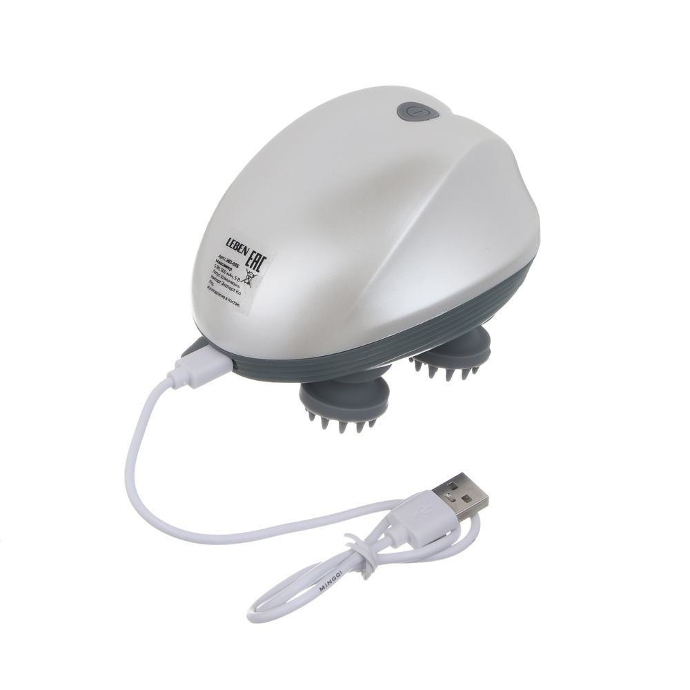 LEBEN Массажер для головы и тела, 4 ролика, 3 программы, 5Вт, 500мАч - #6