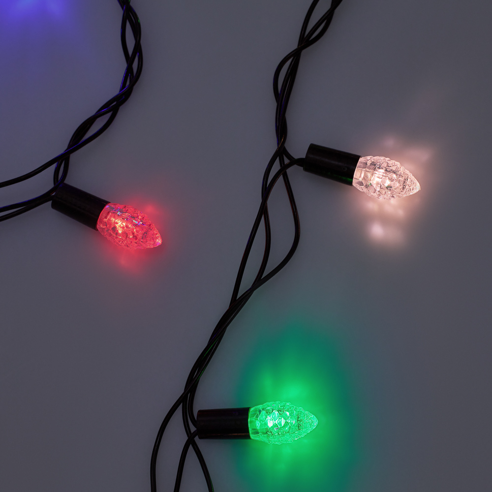 СНОУ БУМ Гирлянда эл. нить с насадкой шишка 10м, 100LED, мульти, 8 реж, ПВХ черный, 220В - #8