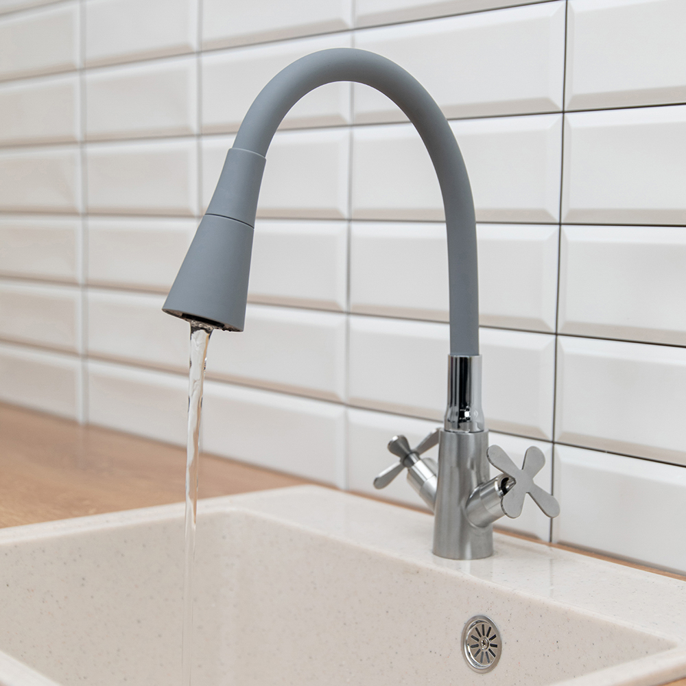 Излив смесителя для кухни, силиконовый, 2 режима, серый - #8