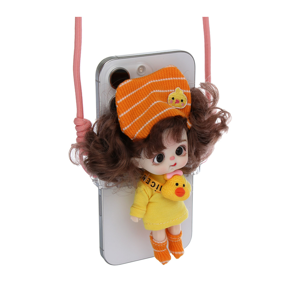 Держатель для телефона с куклой 13см на шнурке, пластик, текстиль, 10,5х8х13 см - #8