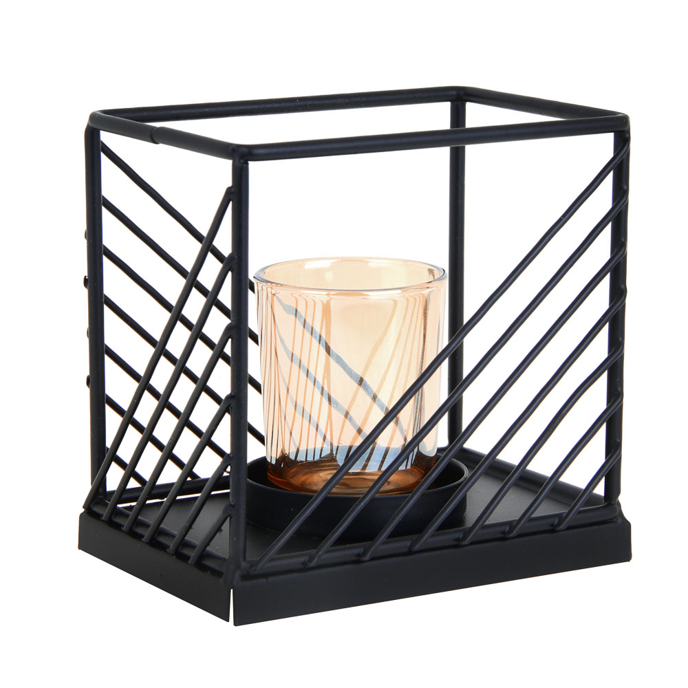 Подсвечник металлический со стеклянной чашей, 12х8х12 см - #1