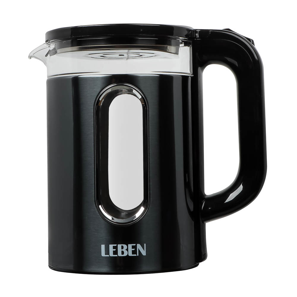LEBEN Чайник электрический 1,8л, 1500Вт, стеклянная колба, металл, пластик, серый - #4