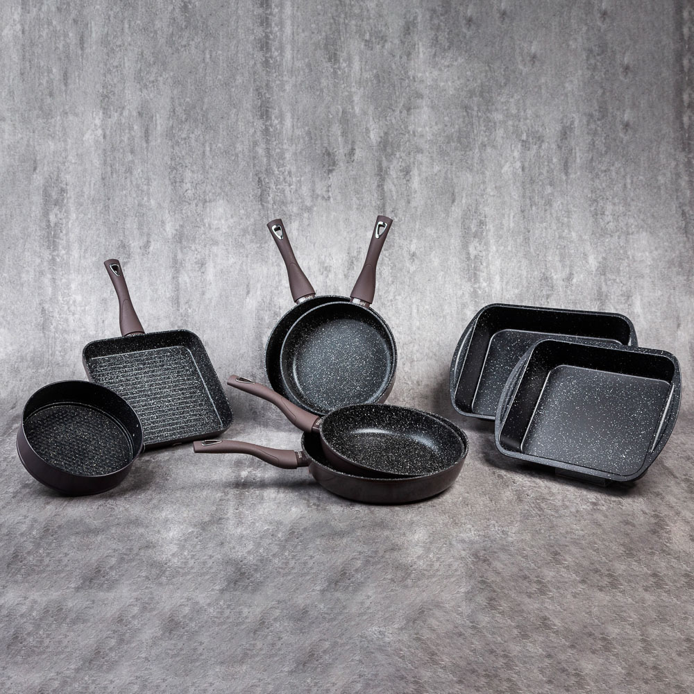 SATOSHI Валькур Сковорода-гриль литая 26х26см, антипригарное покрытие мрамор, индукция - #5