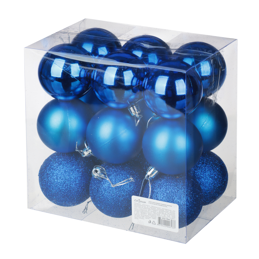СНОУ БУМ Набор гладких шаров 6 см, 18 шт, синий, 26-125 - #4