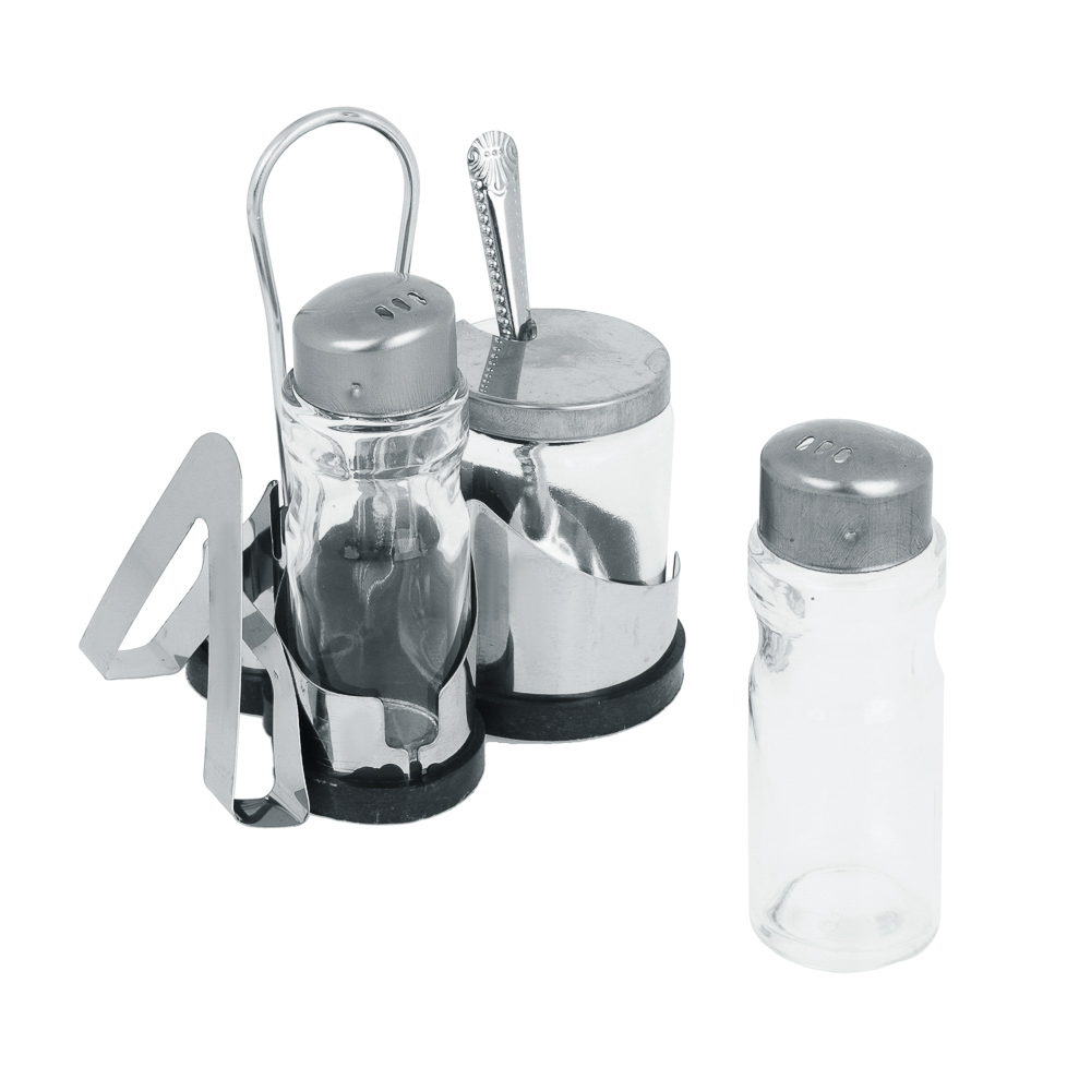 VETTA Набор для соли, перца и горчицы с салфетницей "Комфорт", h13см, нерж. сталь, стекло - #2