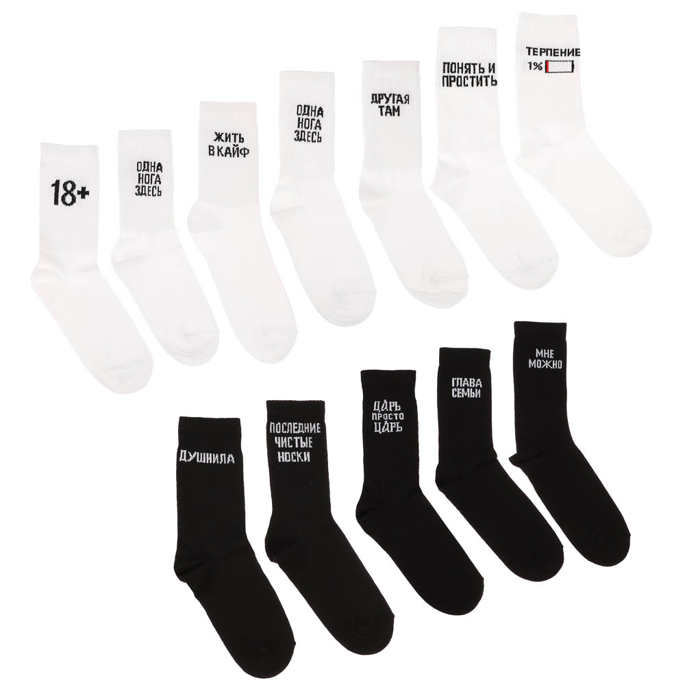 Носки с надписями, GALANTE, р. 27-29, 80% хлопок, 17% полиамид, 3% эластан, цвета в ас-те - #3