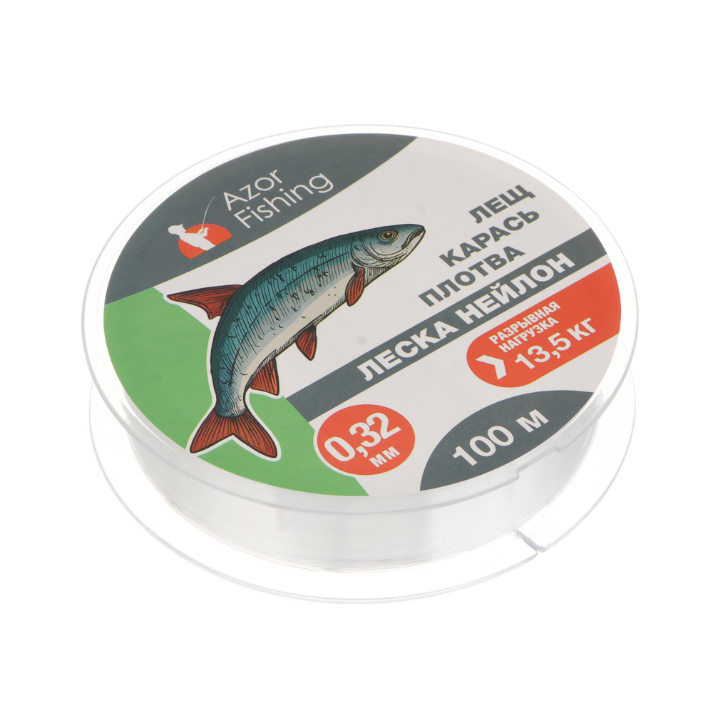 Леска "Лещ, Карась, Плотва" тм AZOR FISHING, нейлон, 100м, 0,32мм, 13,5кг, прозрачный - #3